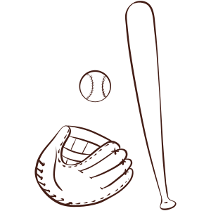 Baseball bat and glove