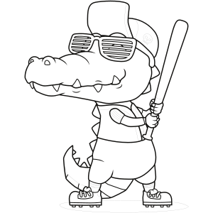 Alligator playing baseball