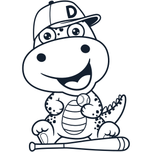 Dinosaur playing baseball