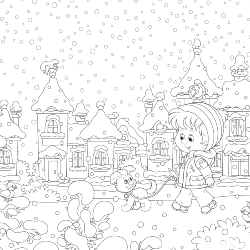 Snowy day coloring sheet