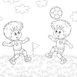 Two kids playing football