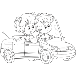 Petits enfants dans la voiture