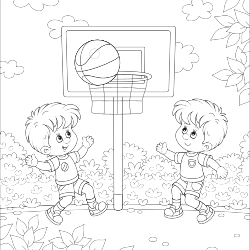 Kinder, die Basketball spielen