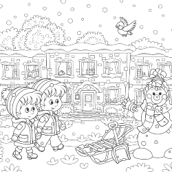 Snowy coloring page