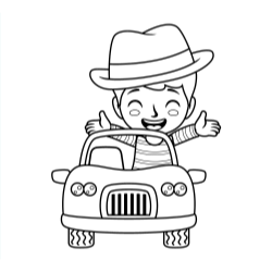 Cowboy kid in car