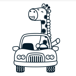 Giraffe in a car