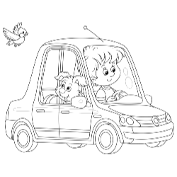 Kid and dog in the car