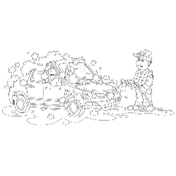 Car washing coloring page