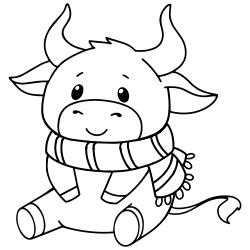 Baby cow with a scarf