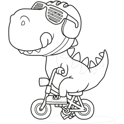 Coloriage de dinosaure à vélo