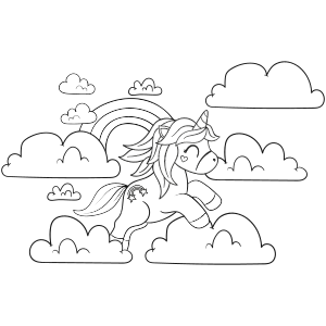 Unicornio sobre las nubes