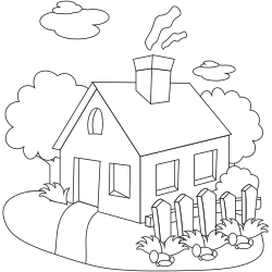 Desenho Para Colorir Casa - Pinte Casas Grandes e Detalhadas