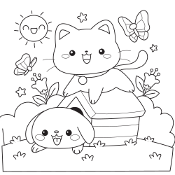 Little cat and dog