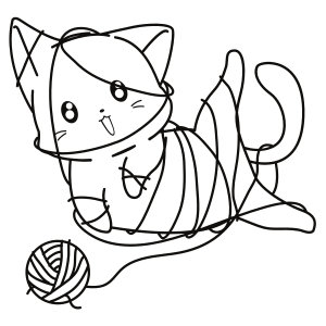  Kitten with yarn ball