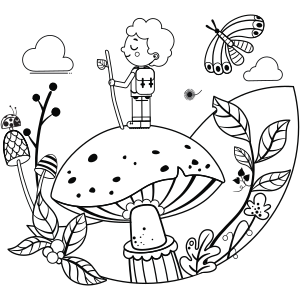 Little boy on mushroom