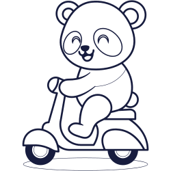 Panda with a motorbike