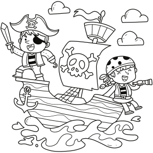 Navios piratas para colorir