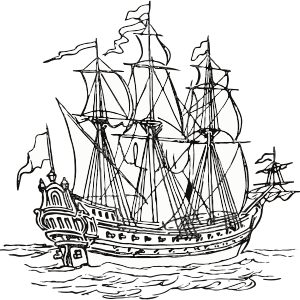 realistic pirate ship coloring page