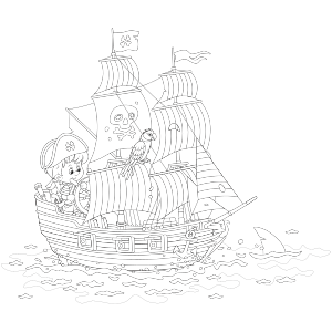 Pirate ship with a bird