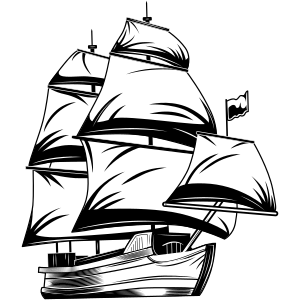 Line art pirate ship