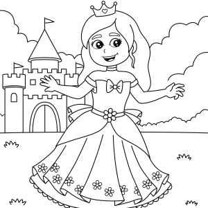 Princess standing in front of the castle