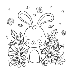 lapin avec des fleurs