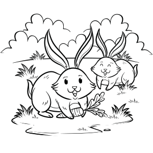 Bunnies searching for carrot