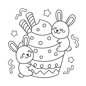 Rabbits eating ice cream