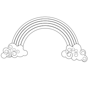 Nuages courbes avec arc-en-ciel