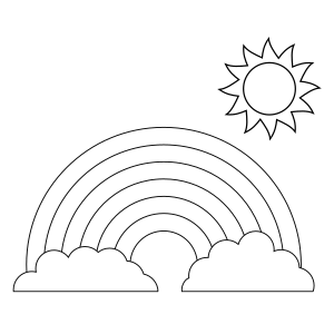 Coloriage arc-en-ciel ensoleillé