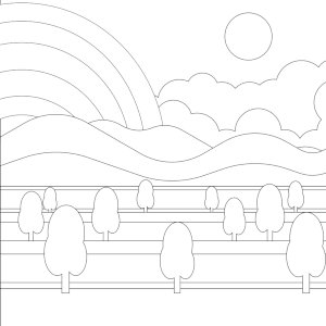 Arc-en-ciel derrière les montagnes