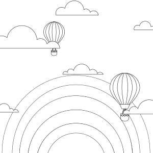 Air balloons with rainbow