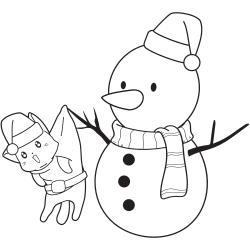 Snowman and the cat