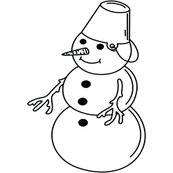 Snowman wearing a bucket