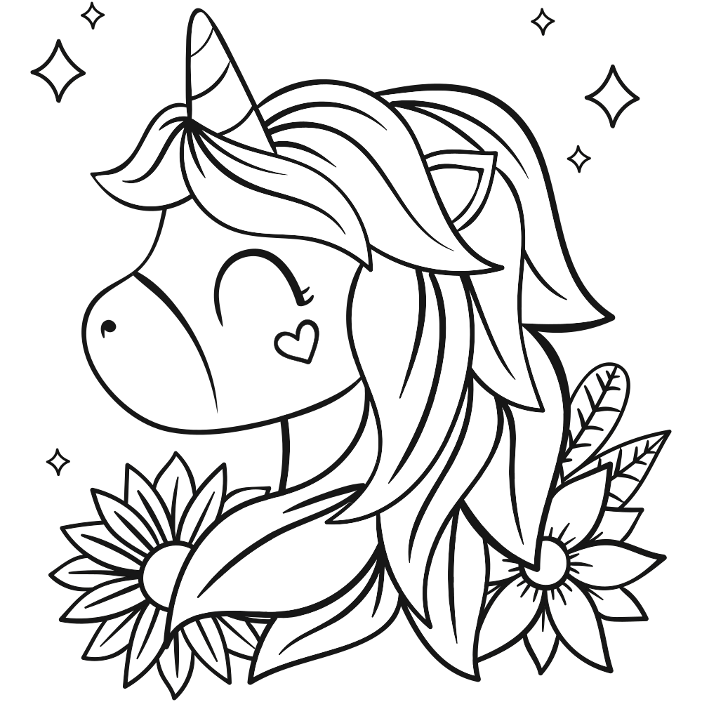 Unicorn Head Coloring Pages Printable Kids Drawing Hub