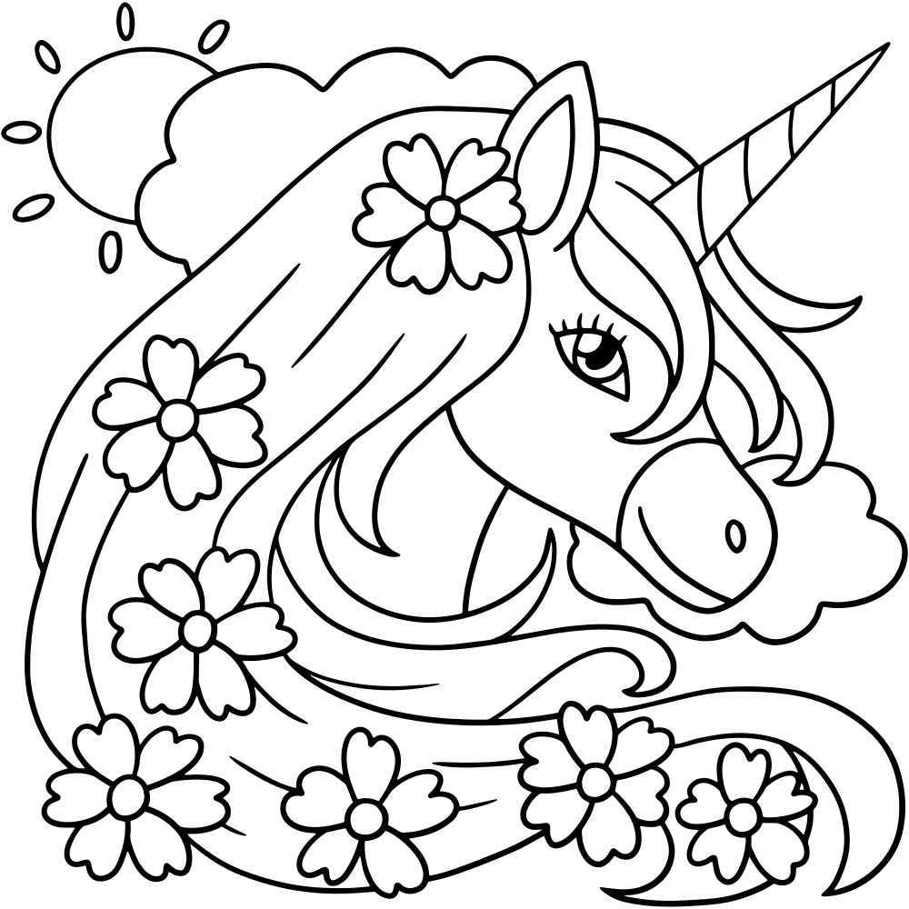 Unicorn Head Coloring Pages Printable Kids Drawing Hub