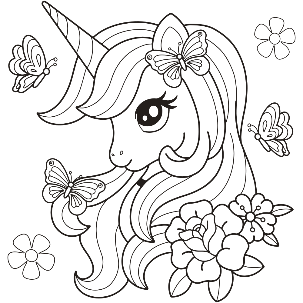 Unicorn Head Coloring Pages Printable Kids Drawing Hub