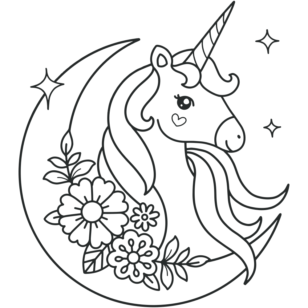 Unicorn Head Coloring Pages Printable Kids Drawing Hub