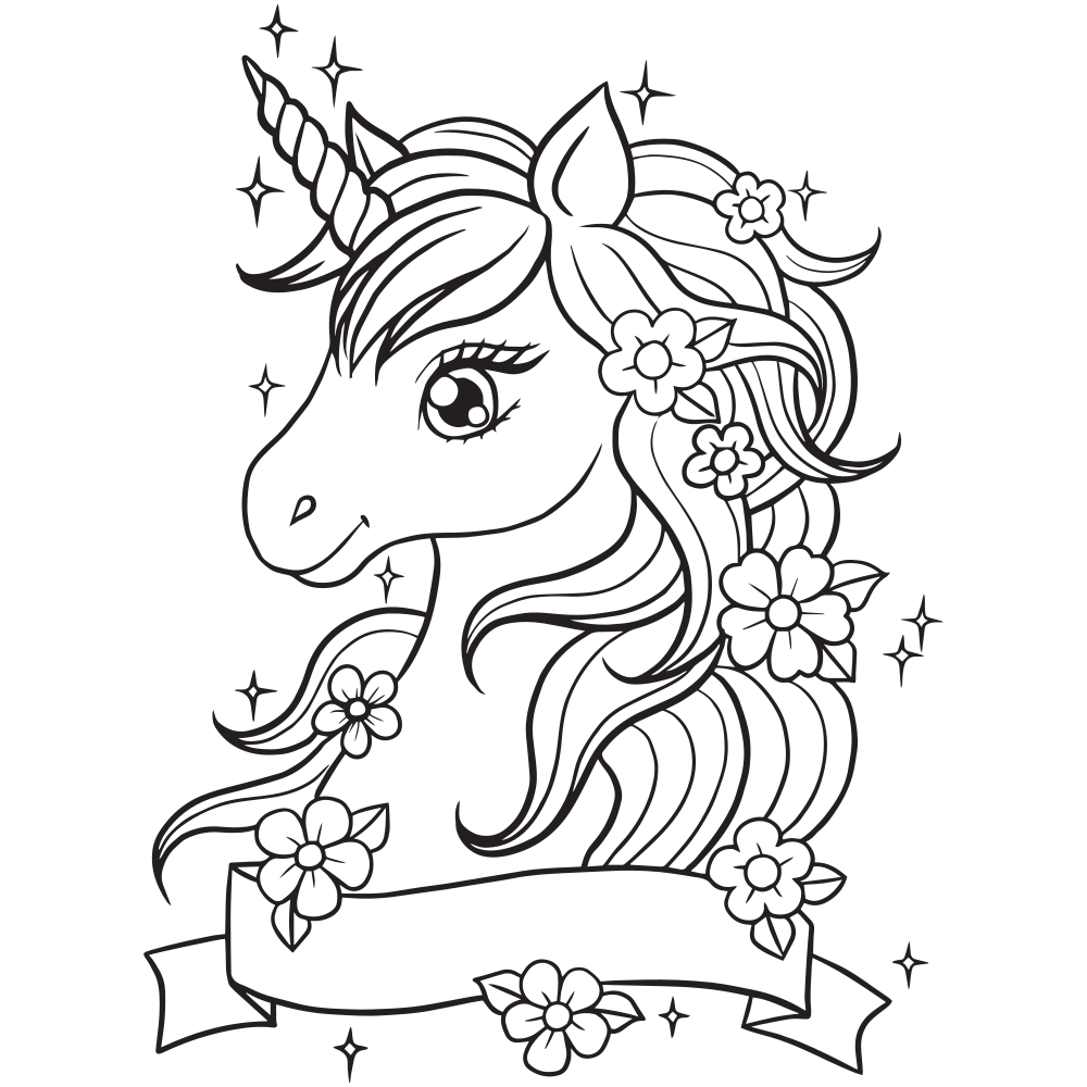 Unicorn Head Coloring Pages Printable Kids Drawing Hub