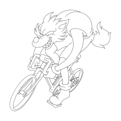 Lobo andando de bicicleta