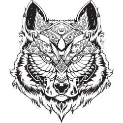 Mandala wolf coloring