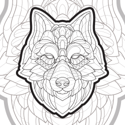 Detailed wolf coloring