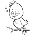 Sleepy bird coloring page