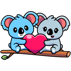 Cute koala couple coloring page