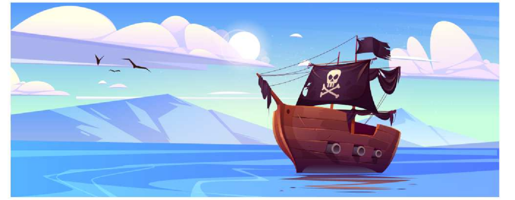 Ilustración de barco pirata